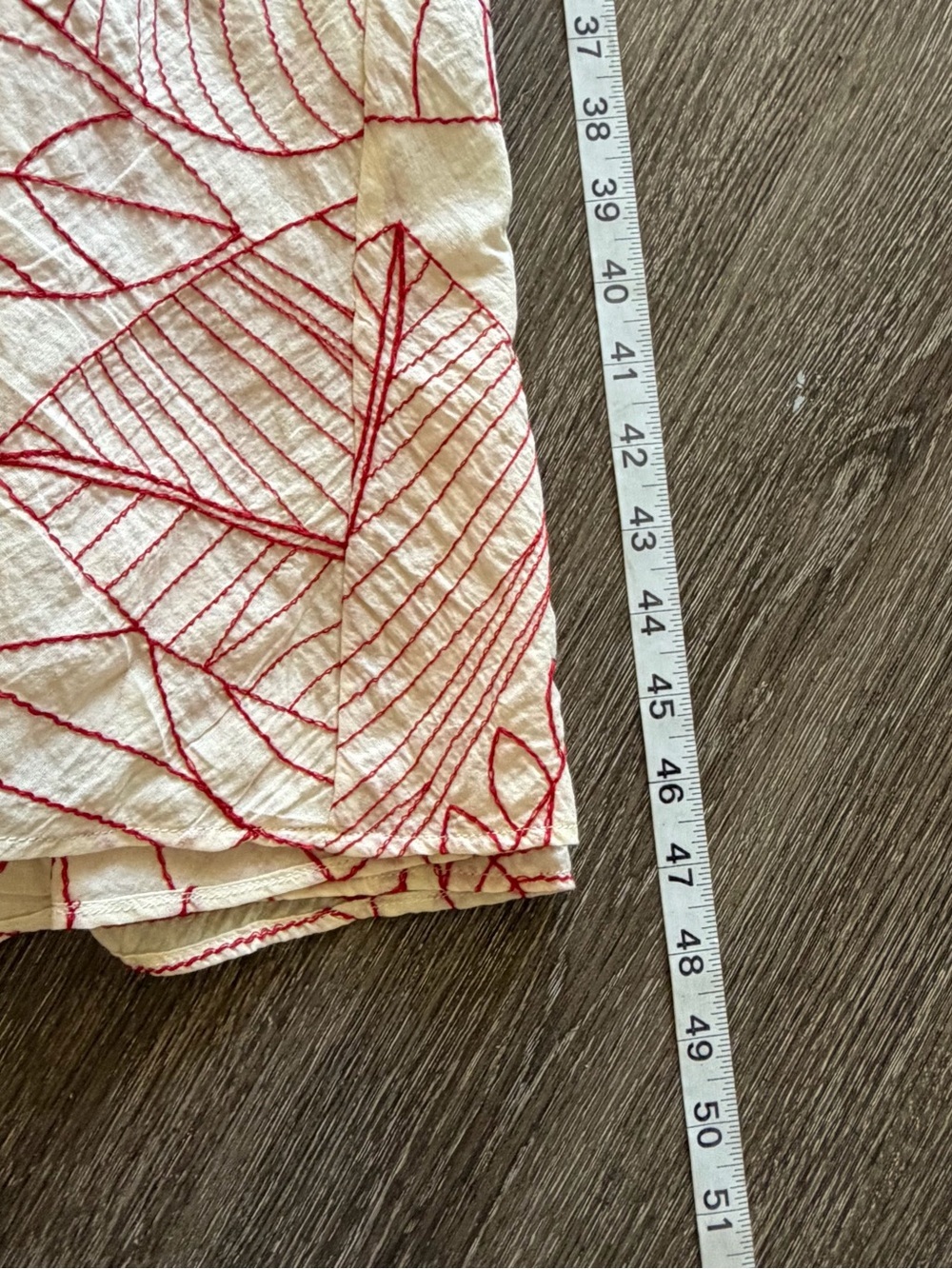 Anthropologie Cream Maxi Dress with Red Leaf Print - Picture 11 of 11